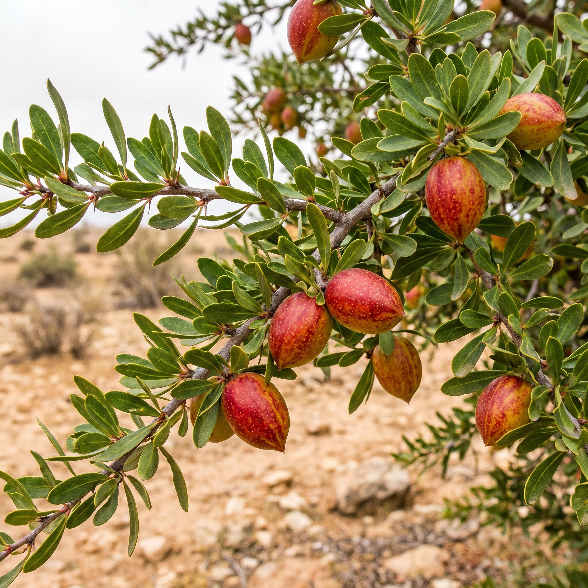 Argan (Argania spinosa) – traditionsreicher Baum aus Marokko mit charakteristischen Früchten und langer Kulturgeschichte.