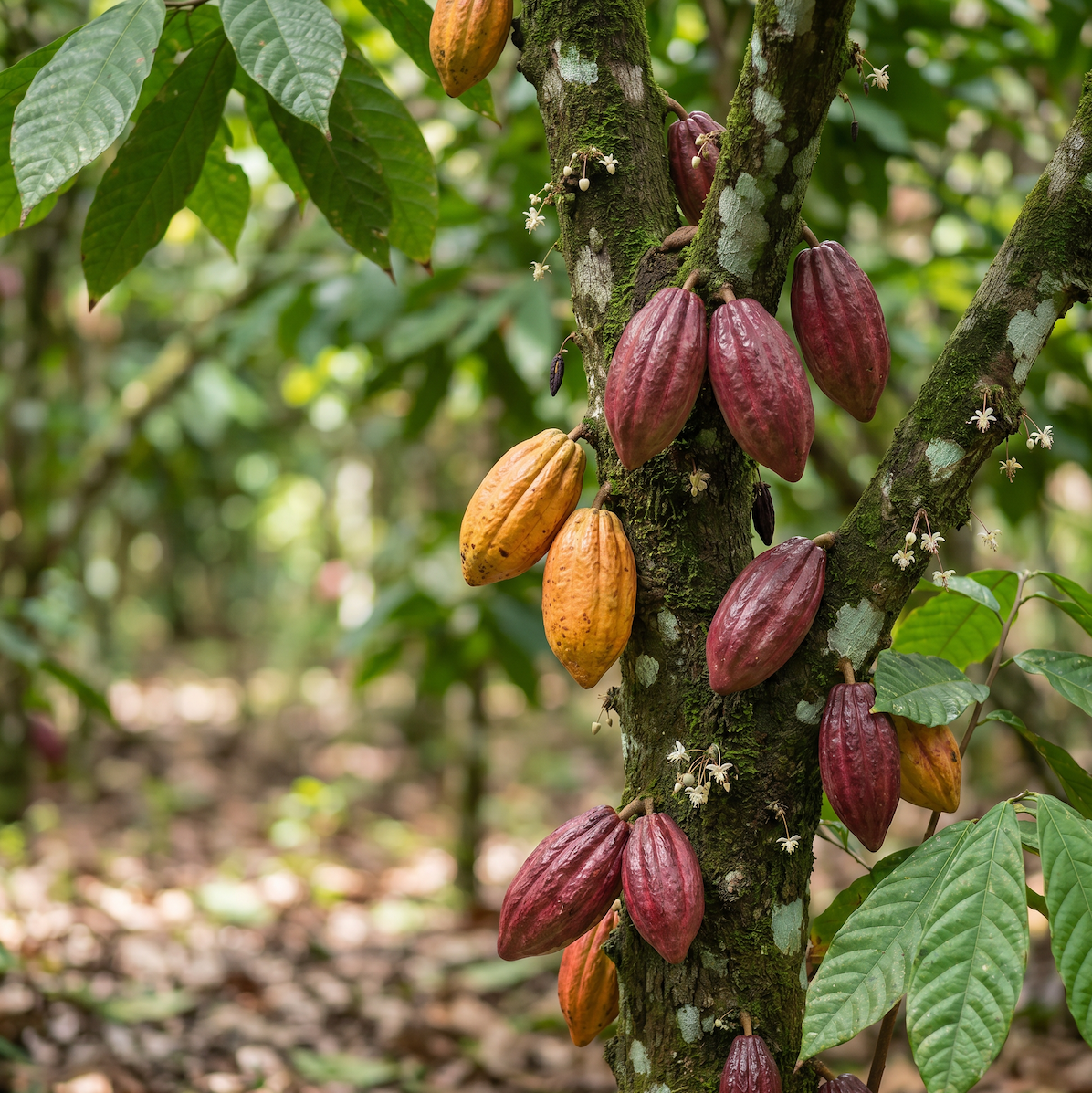 Kakao (Theobroma cacao) – tropischer Kakaobaum, dessen botanischer Name „Speise der Götter“ bedeutet.