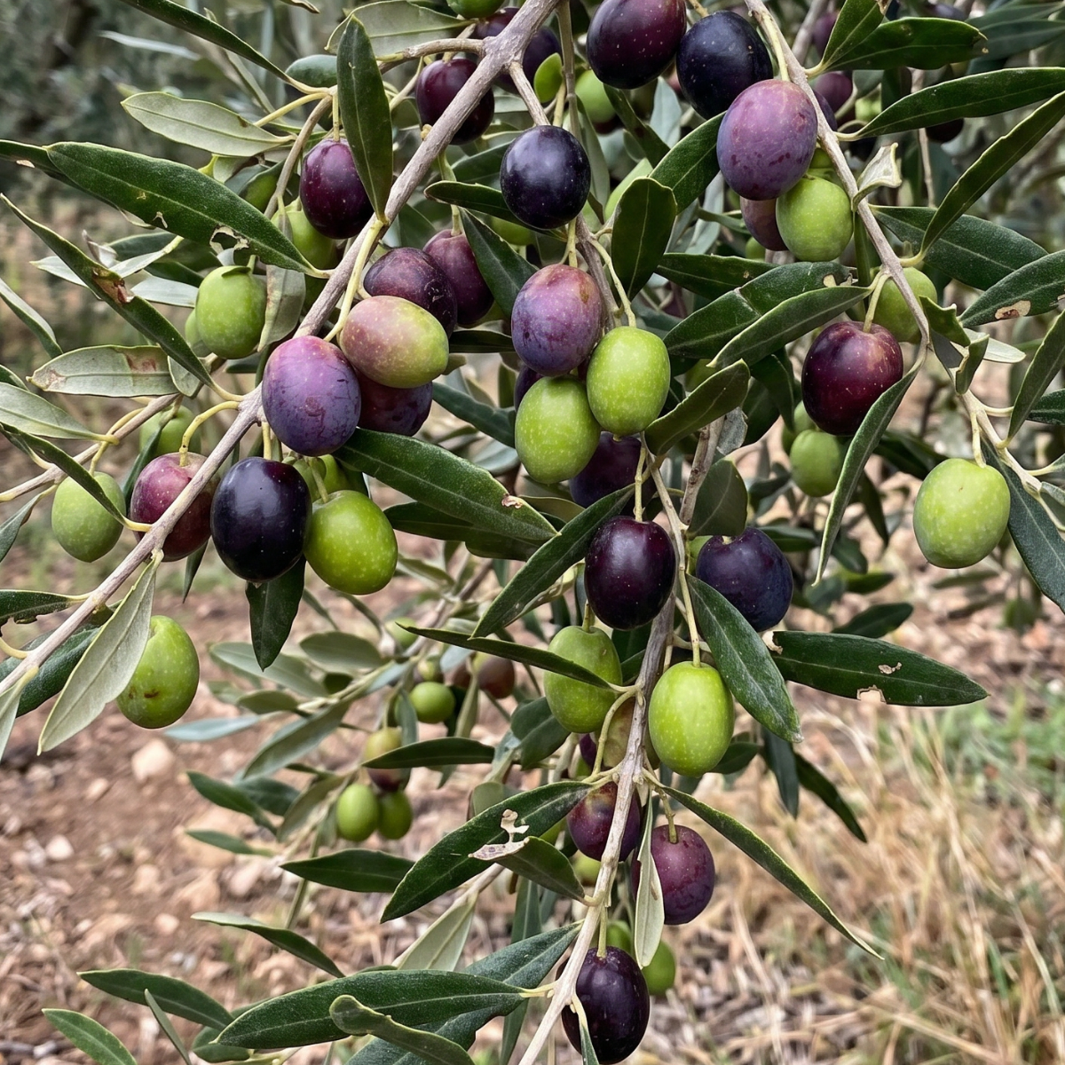 Olive (Olea europaea) – traditionsreiche Frucht des Mittelmeerraums mit wertvollen Pflanzenölen und mediterranem Charakter.