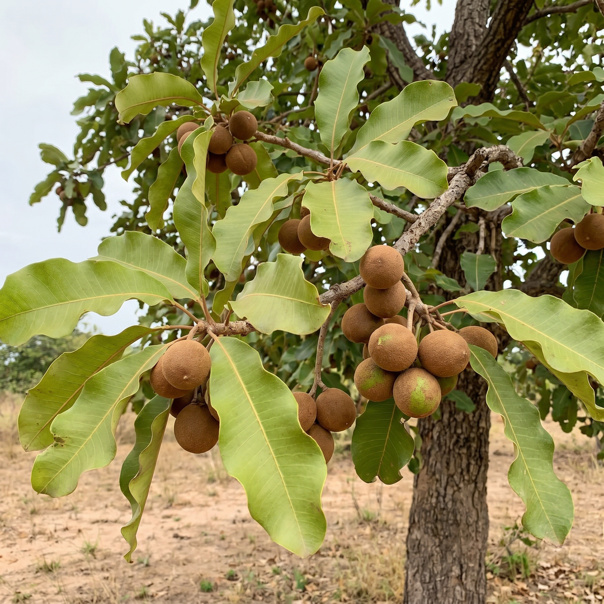 Sheabaum (Vitellaria paradoxa) – traditionsreicher Baum der afrikanischen Savannen mit charakteristischen Karitéfrüchten.