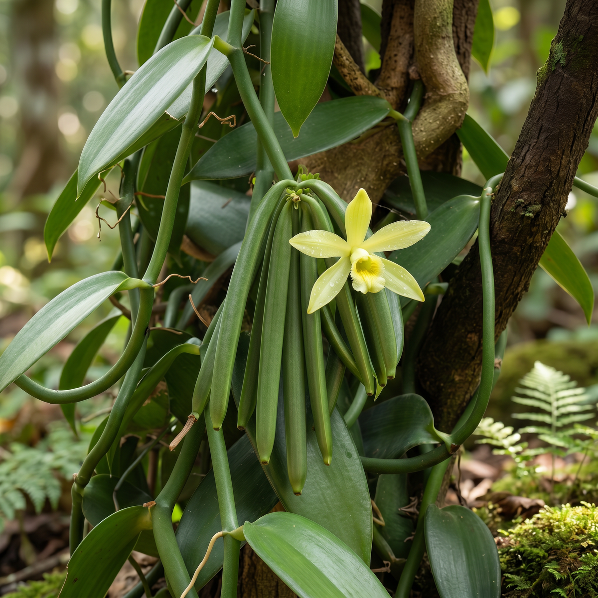 Vanille (Vanilla planifolia) – tropische Orchideenpflanze mit aromatischen Schoten und langer Kulturgeschichte.