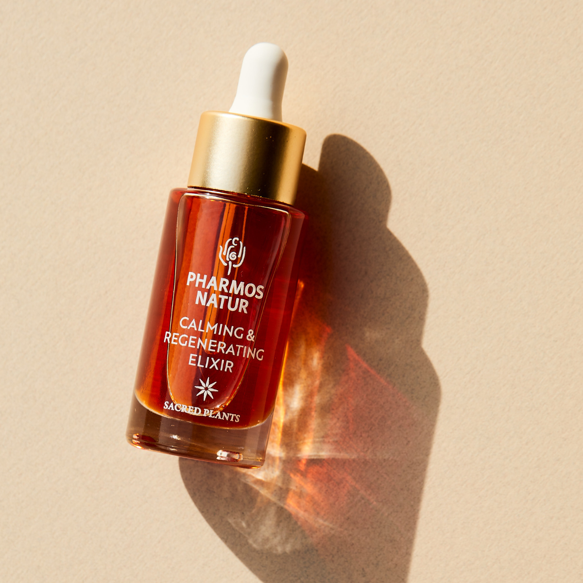 Pharmos Natur Calming & Regenerating Elixir – Anti-Stress Gesichtsöl mit Schwarzem Sesam Ursamen, Johanniskraut und Arganöl