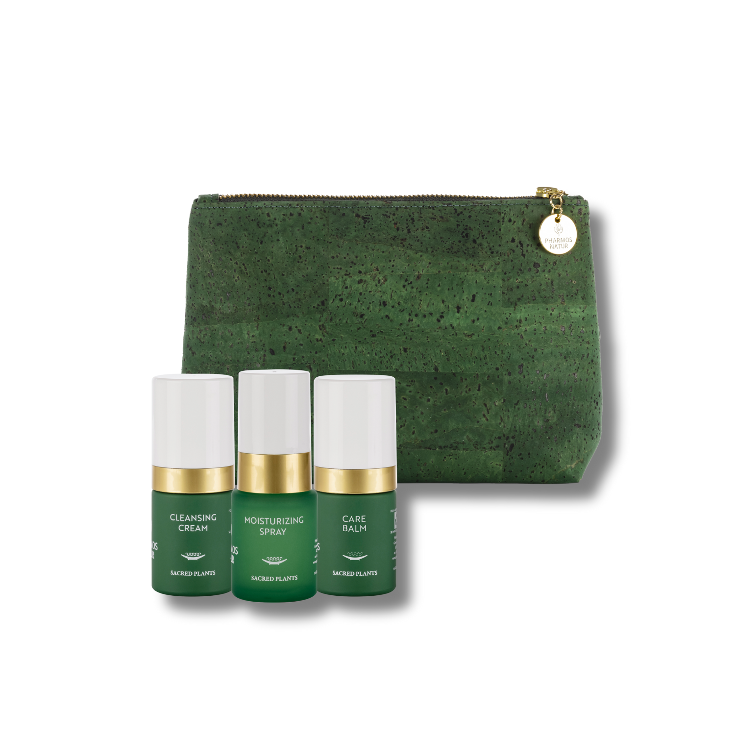 Pharmos Natur Care Set Reiseset mit Cleansing Gel, Care Balm und Moisturizing Spray für Reinigung, Pflege und Feuchtigkeit unterwegs