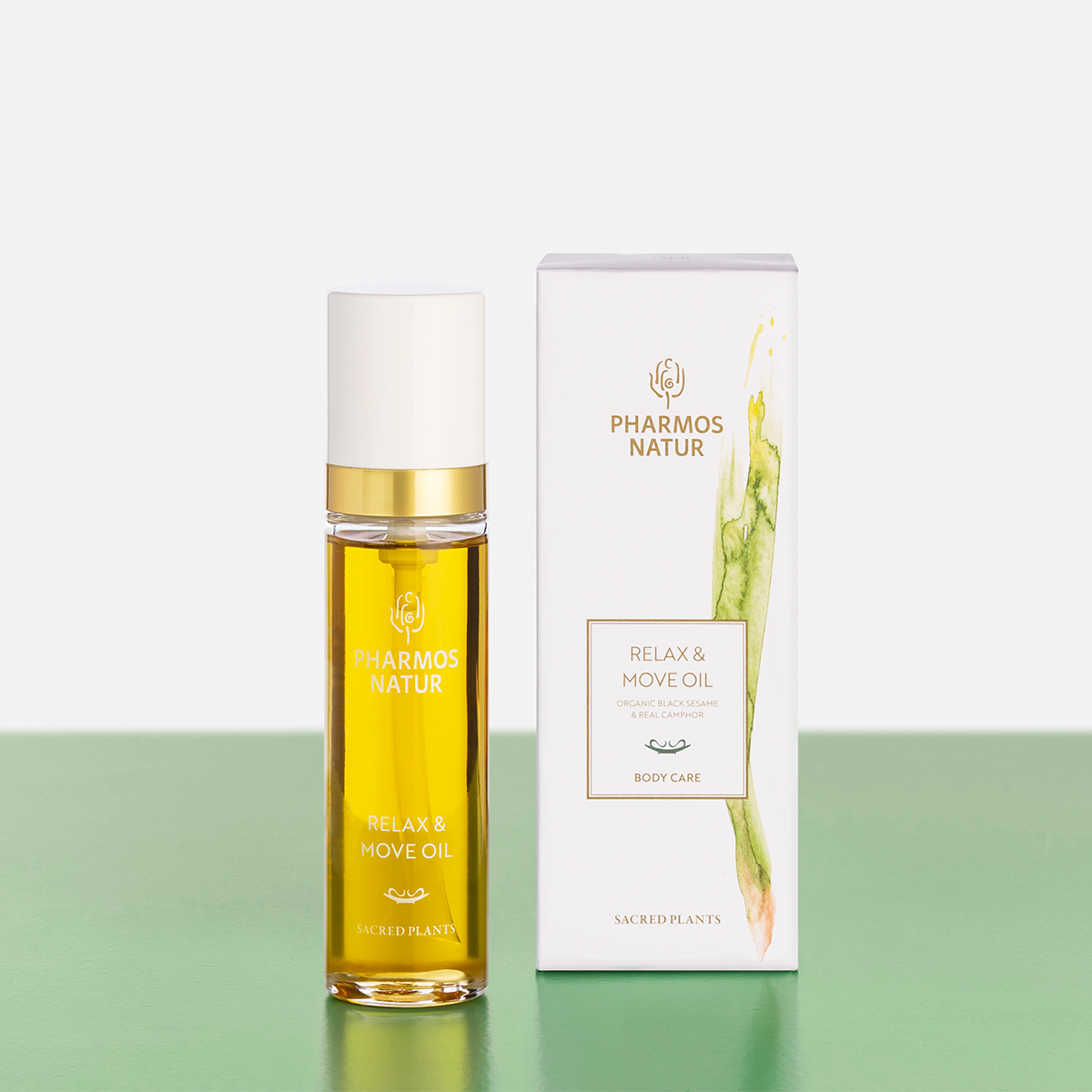 gelbes Relax and Move Oil Produktbild
