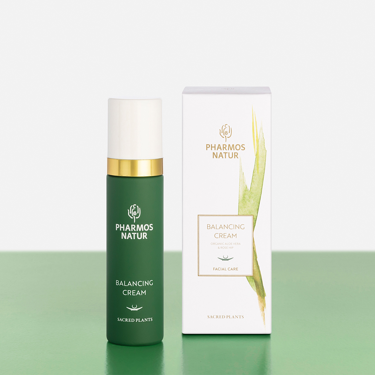 Grüne Balancing Cream Produktbild mit Verpackung