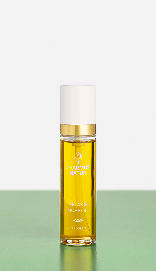 gelbes Relax and Move Oil Produktbild